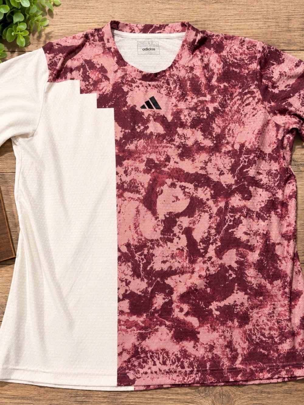 adidas men’s Pink Marbled Short Sleeve Athletic Tee